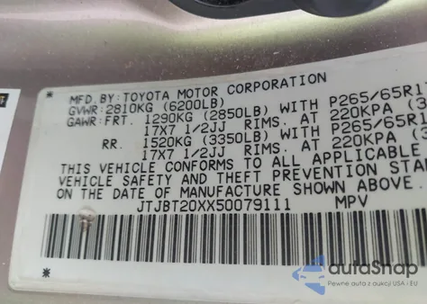 2005 Lexus Gx 470 from USA, damaged, VIN JTJBT20XX50079111